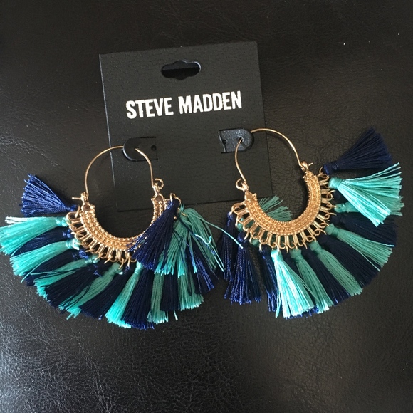Steve Madden Jewelry - Steve Madden Flared Boho Tassels Earrings Turquois